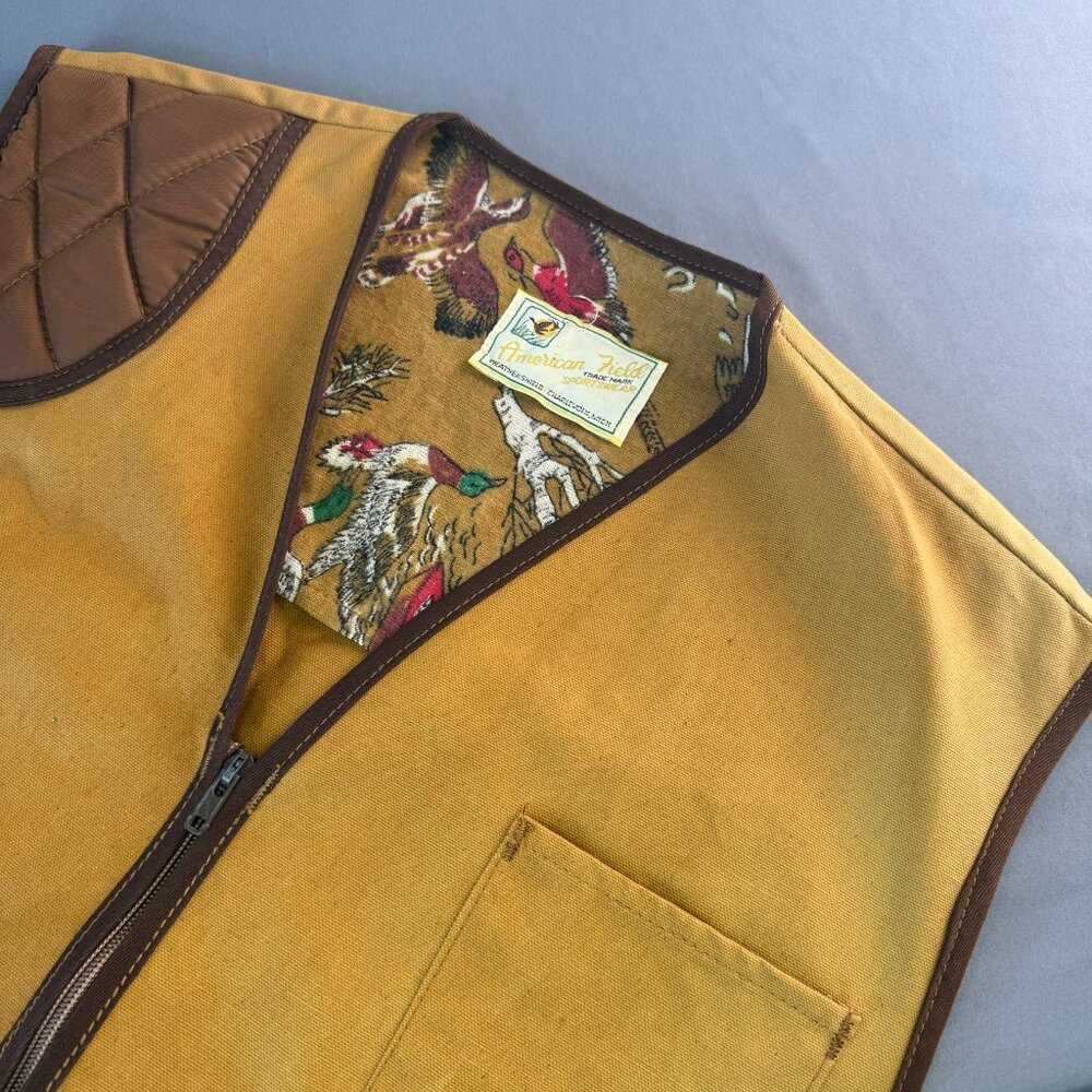 American Field Sportswear Mens Hunting Duck Pheasant Vest Jacket Size L Vintage